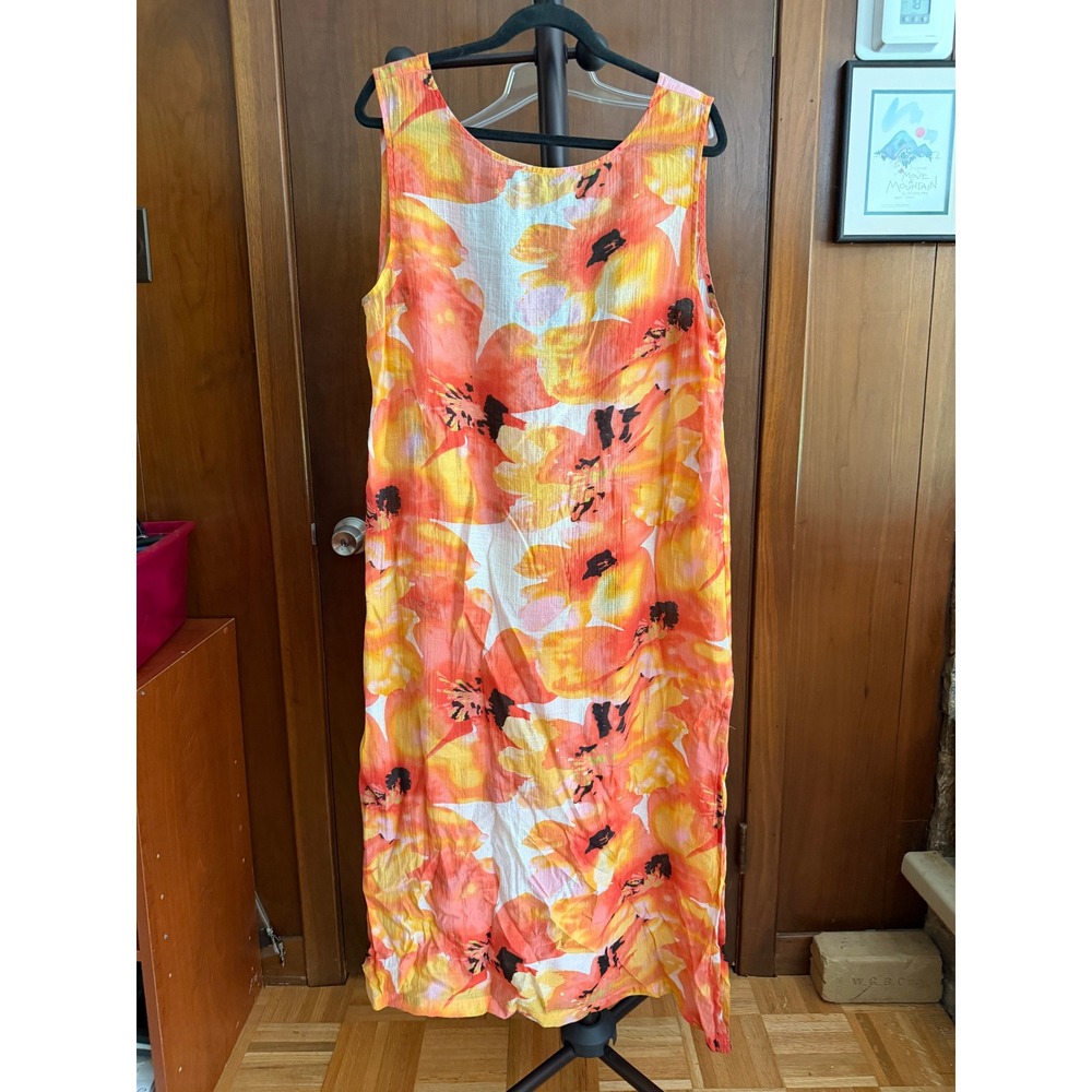 Reformation Floral Scoop Back Midi Dress Orange Yellow Surplus Fabric Small